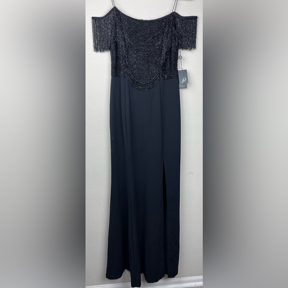 Adrianna Papell Women's Fringe Knit Crepe Dress Size 6